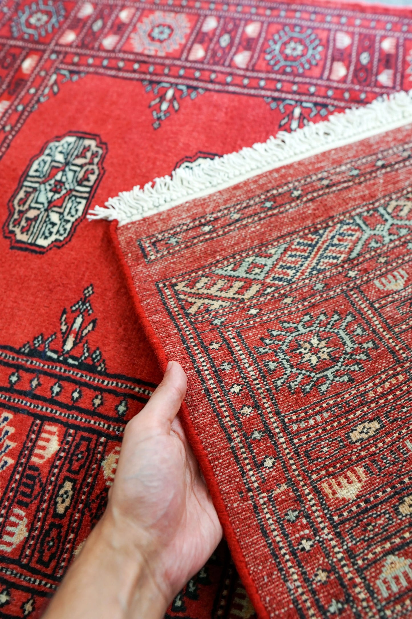 114×80cm トルクメン ボハララグ 手織り絨毯 パキスタン絨毯 Decorworks