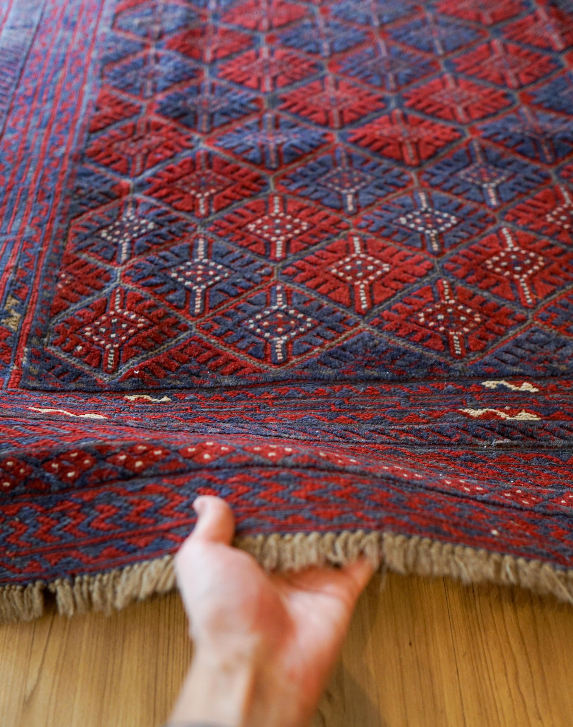  アフガニスタン手織りマシュワニキリム　 172×152cm