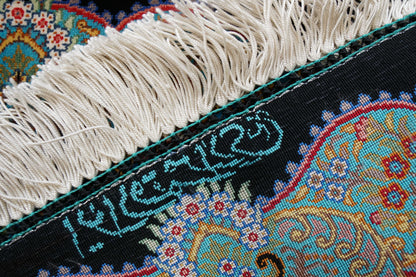  ペルシャ絨毯クム産  ムサヴィ工房　シルク　 証明書付 87×58cm　