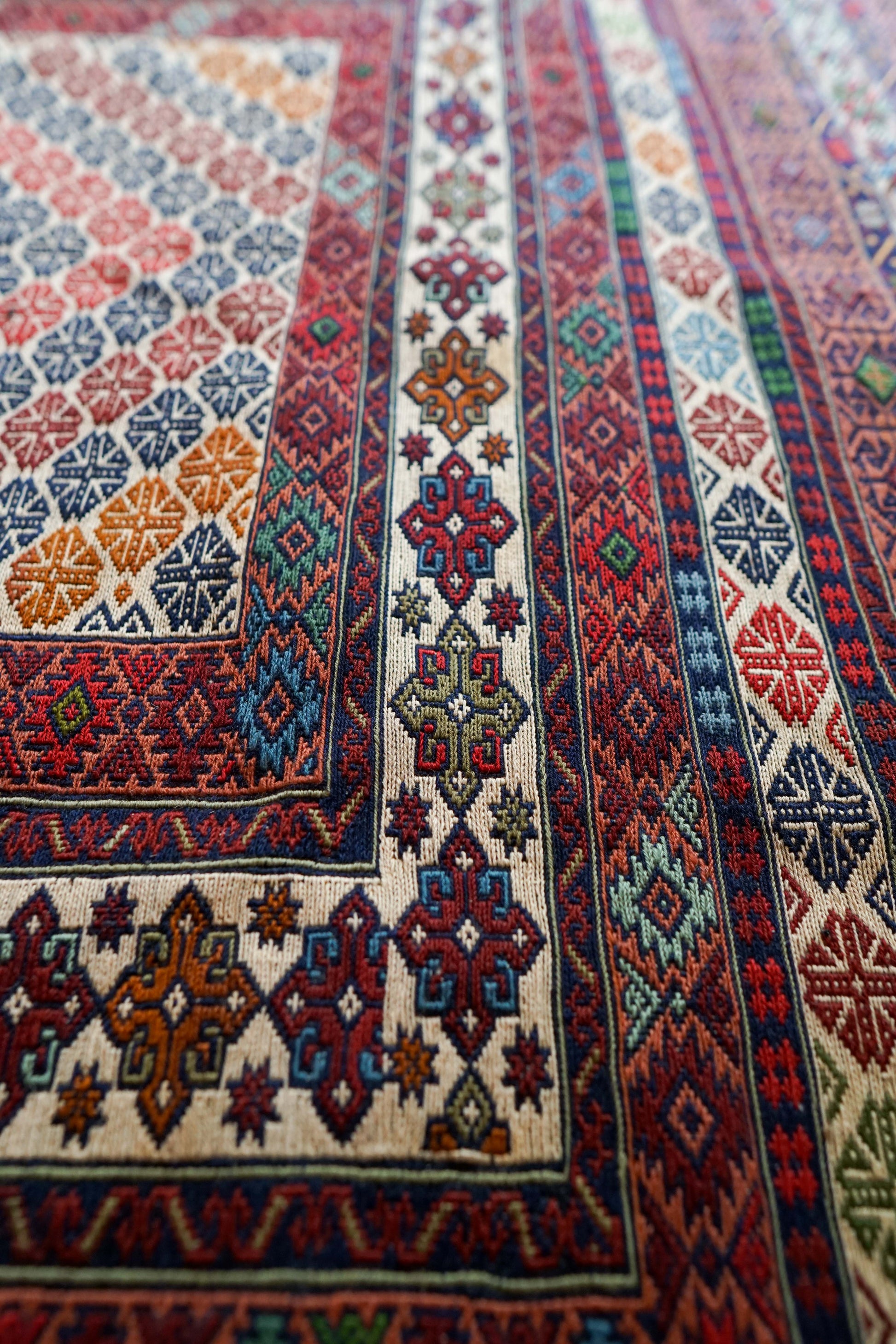  ペルシャ手織りキリム 200×125cm｜伝統トライバルラグ 平織りラグ ウール100％