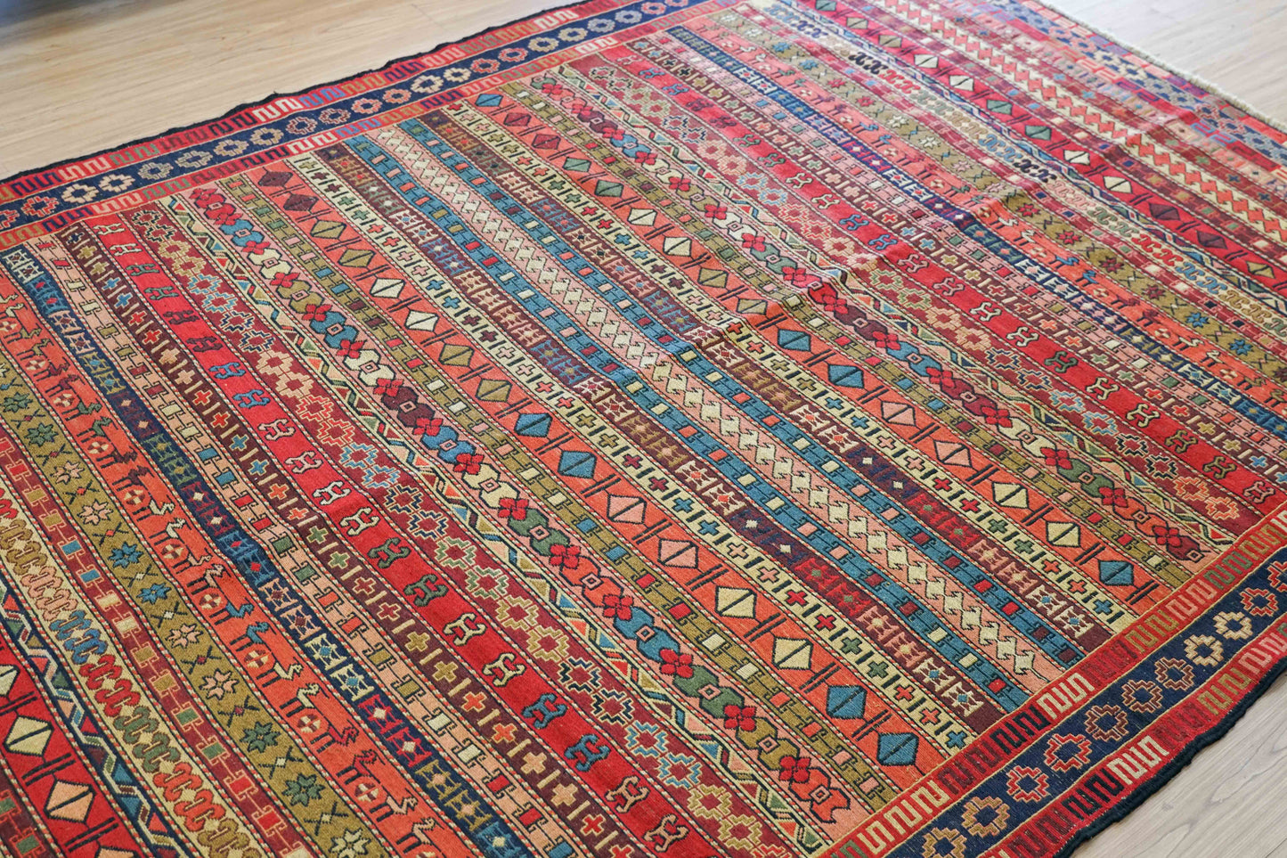  手織りペルシャ オールド シルジャンキリム ウールラグ 298×195cm