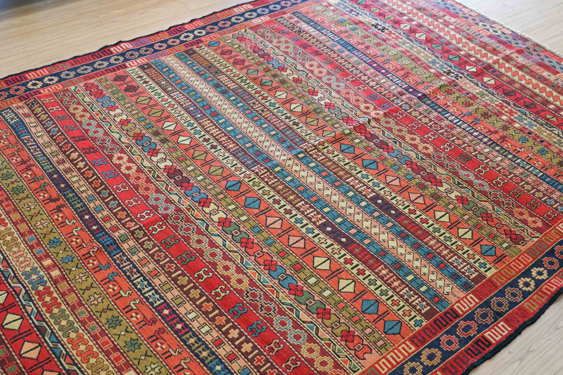  手織りペルシャ オールド シルジャンキリム ウールラグ 298×195cm