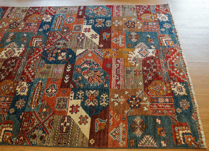  アフガン絨毯 ガズニー産 ウール トライバルパッチワークデザイン 206×153cm