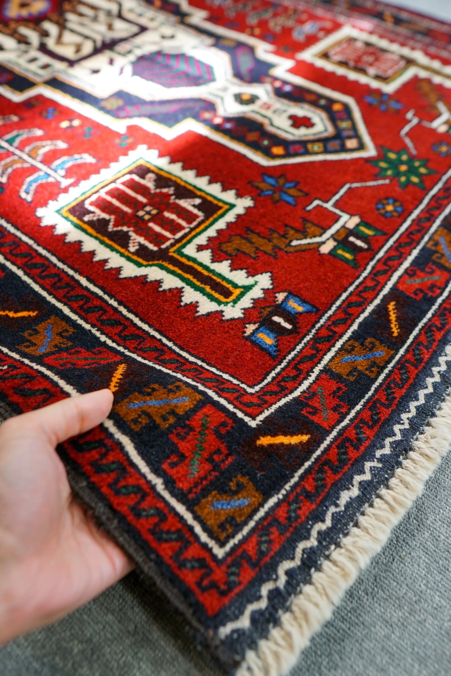 163×95cm ペルシャ 絨毯 バルーチ 手織り トライバルラグ Decorworks