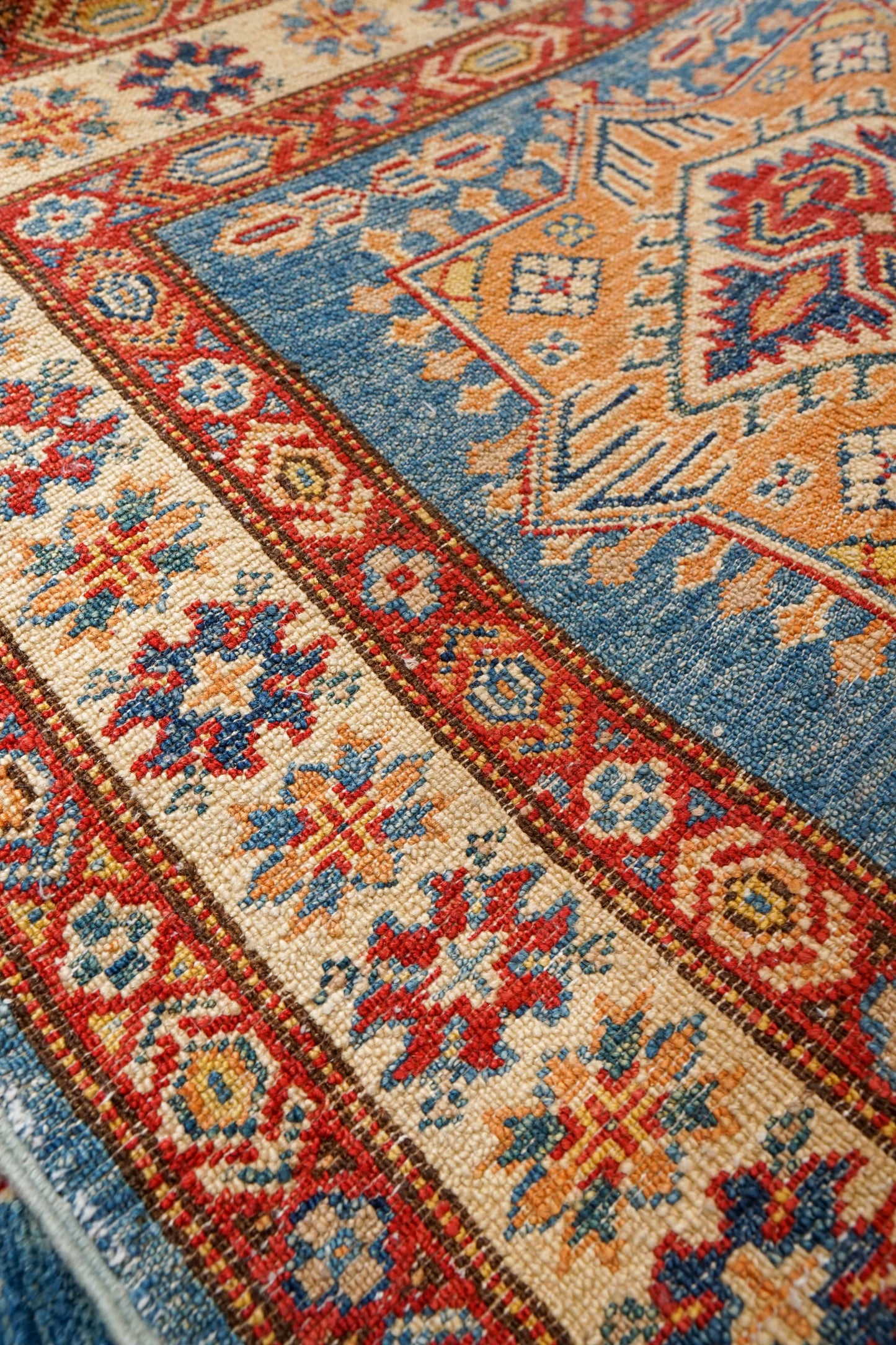  アフガニスタン手織りガズニウールラグ 299×82cm ペルシャのカザクデザイン ランナー